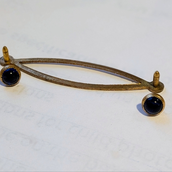 Vintage Golden and Blue Women's Brooch - Picture 5 of 5